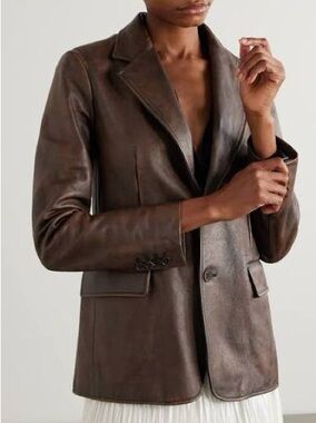 Ralph Lauren Collection Tomasso Distressed Dark Brown Leather Blazer Jacket 6
